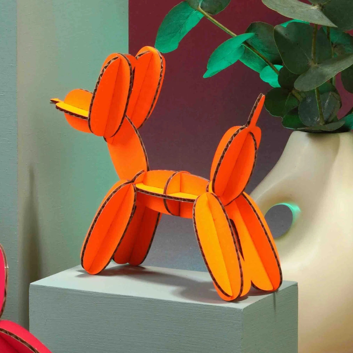 Balloon Dog - Kit en carton Assembli Fluor Orange